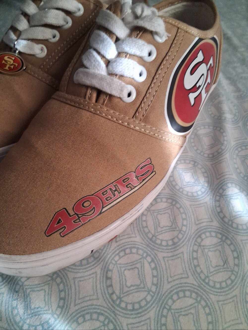 San Francisco 49ers Tan Canvas Slip-On Sneakers for Men